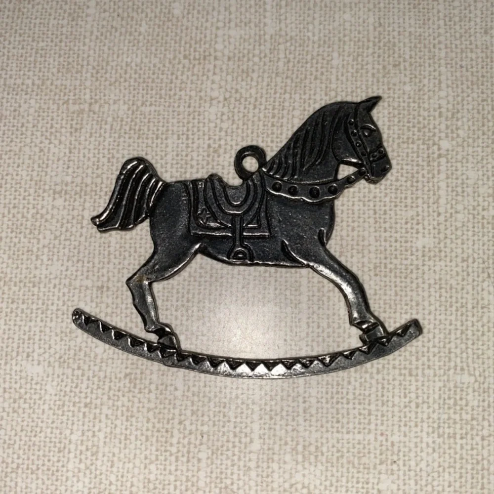Olde Country Reproductions Pewter Rocking Horse Christmas‎ Ornament